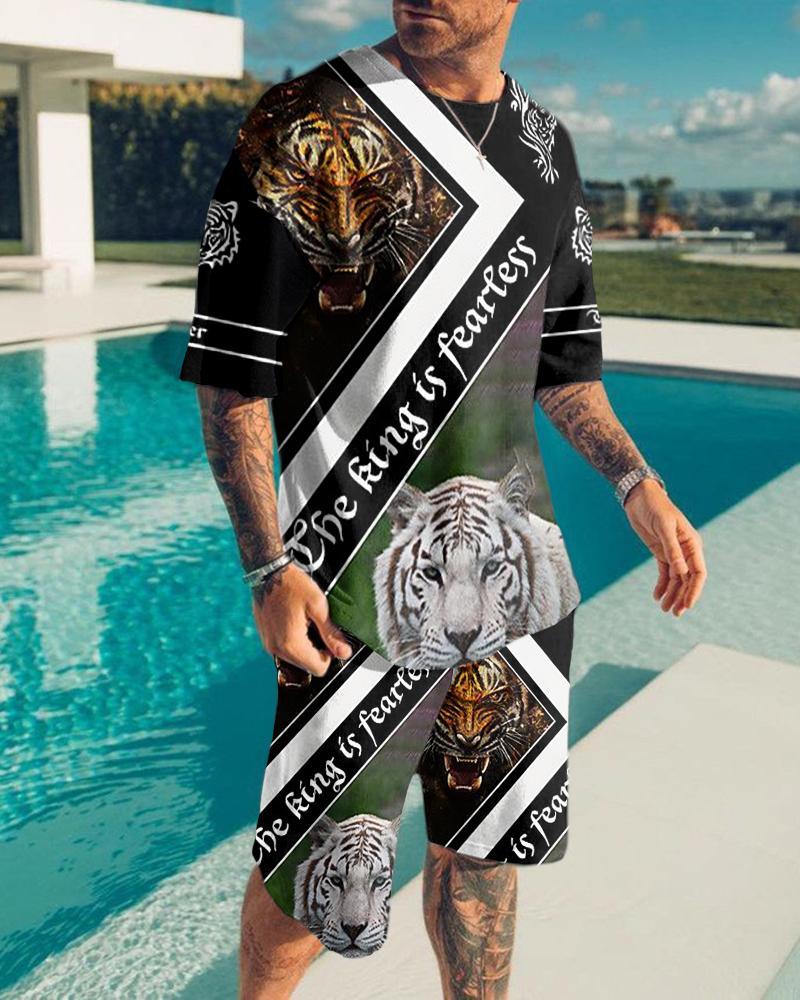 Tendință la modă de vară, costum pentru bărbați, cu model în dungi, imprimat 3D, trening pentru jogging, set de tricouri cu mânecă scurtă, haine de stradă pentru bărbați