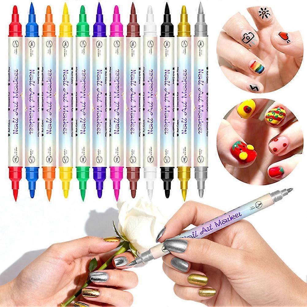 12 Colors Nail Art Pens Set Stylo Nail Art Graffiti Pen For Diy Nails Arts