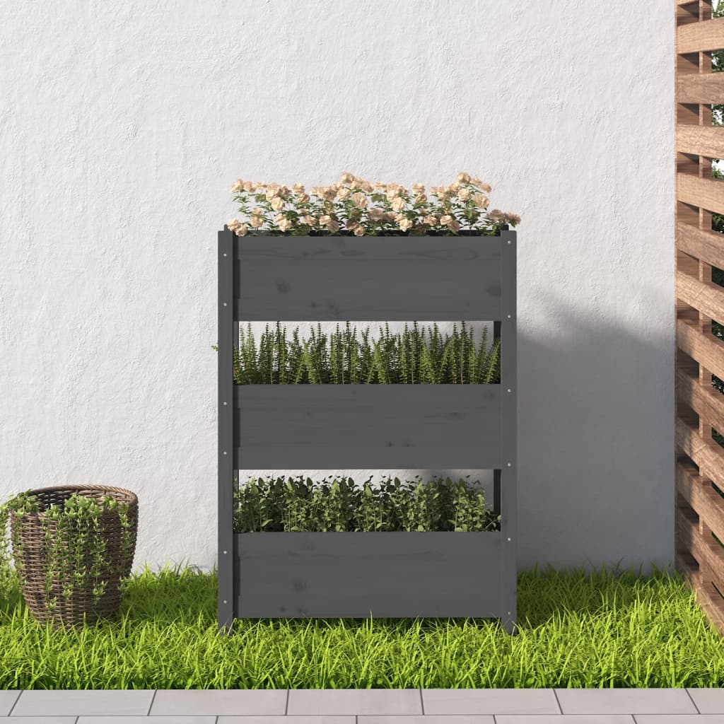 Plant Pot Gray 77x25x104.5 Cm Solid Pine Wood