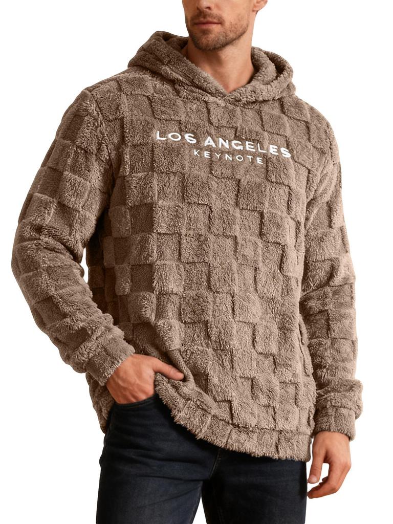 Men's Embroidered Hooded Lambswool Pullover Sweatshirt