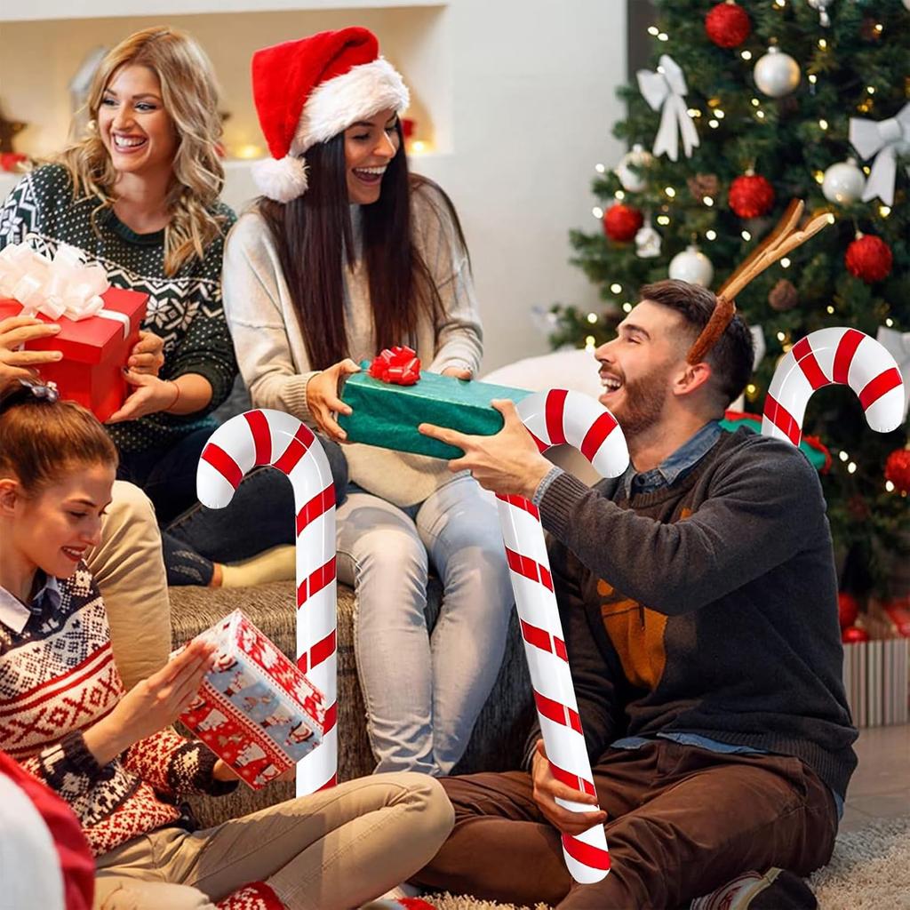 1-10PCS 35 Inch Inflatable Christmas Candy Cane for Christmas Decorations, Outdoor Holiday Decorations Christmas New Year Gifts