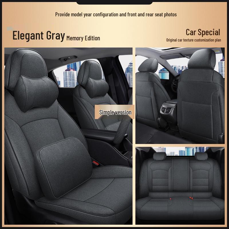 Toyota Highlander All-Season Pure Linen 5-Seat Full Back Wrap Car Cushion with Logo