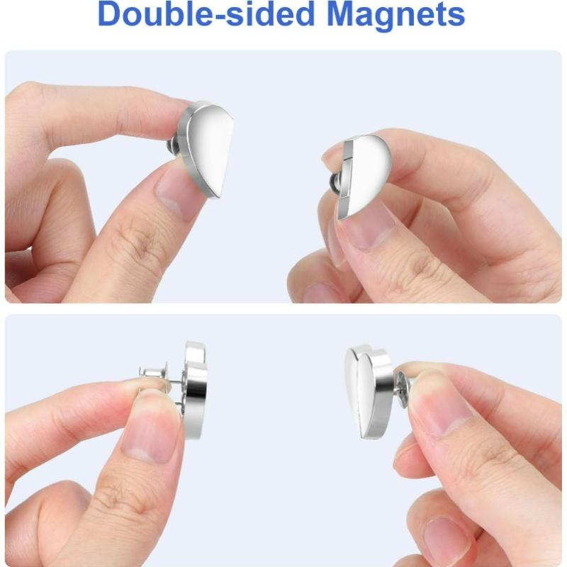 12PCS Heart-shaped Magnetic Curtain Tiebacks, Heavy-duty Zinc Alloy Curtain Clips with Detachable Buckles, Magnetic Curtain Holders.