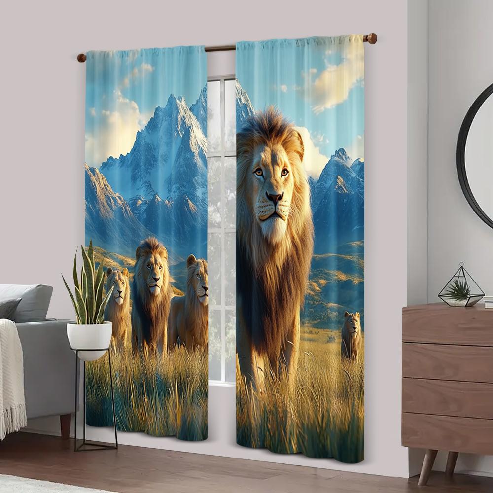 2pc    Drapes Lion and Pride Machine Washable Polyester  Without Electricity Festive Wall Decor Suitable for Holiday Decorations