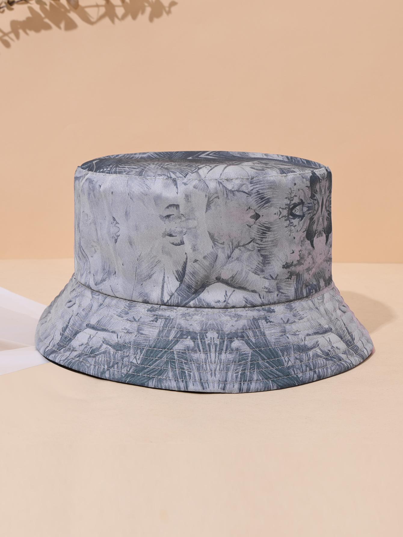 

New bucket hat men s and women s graffiti fishing fisherman hat summer outdoor Panama hip-hop hat sunshade flat top hat белый
