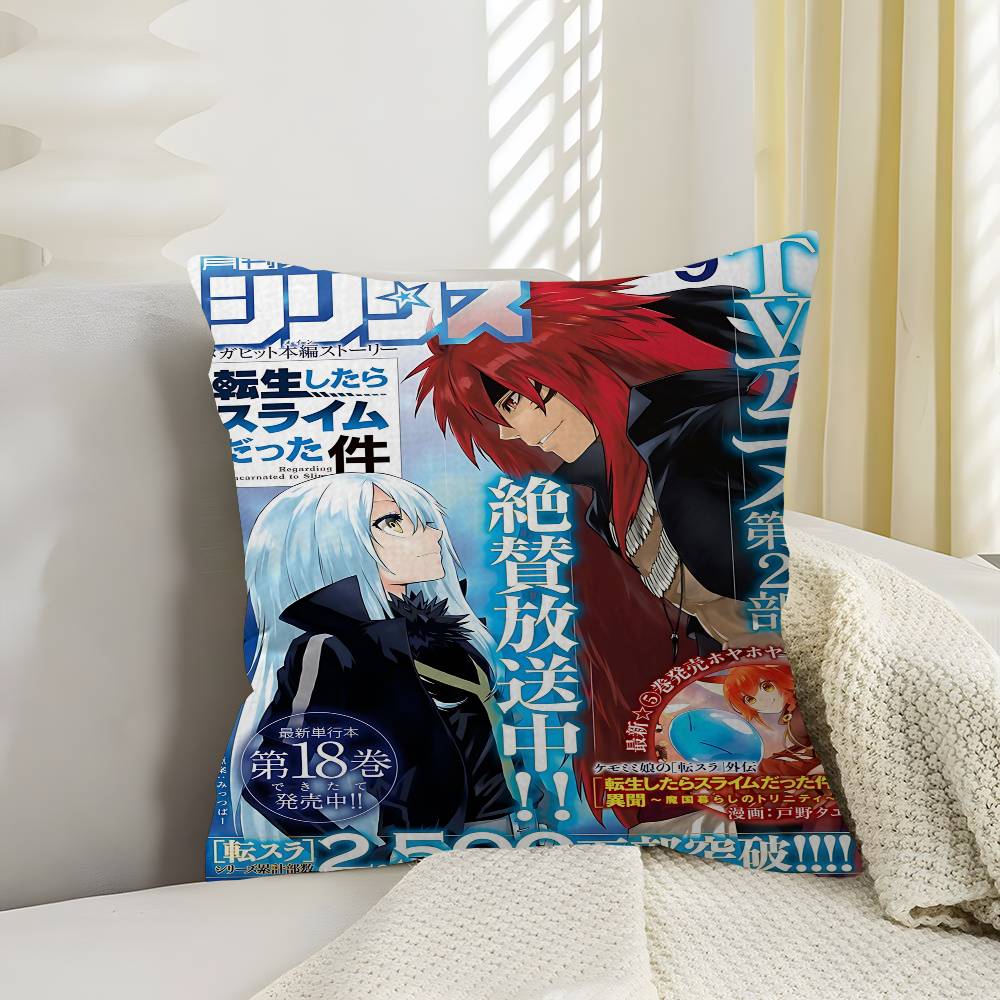 Anime Tensei Shitara Slime Datta Cushion Cover Polyester Sofa Cushions Decorative Throw Pillows Home Decoration Pillowcover