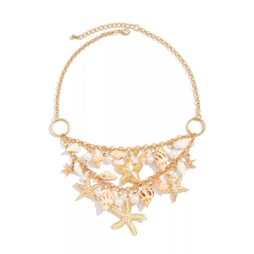 Conch Shell Multilayer Necklace Pearl Shell Clavicle Necklace Trendy Clavicle Chain Women  Ladies