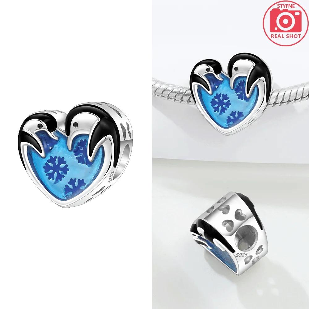 Original Charms Copper Blue Sweater Polar Bear Snowflake Penguin Animal Beads Fit Bracelet Women Jewelry Diy Gift Making