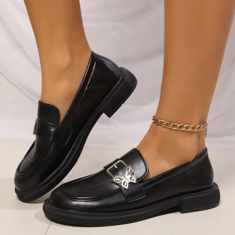 Leather Shoes Women's 2025 Black Platform Retro Spring and Autumn Single Shoes