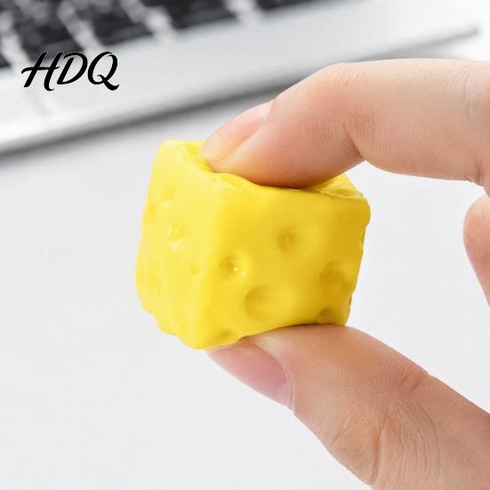 Cheese Stress Toys Simulated Triangle Squeeze Toy Cube Sensory Toy for Relief Ball Pinch Home Office Classroom Fidget Gadgets