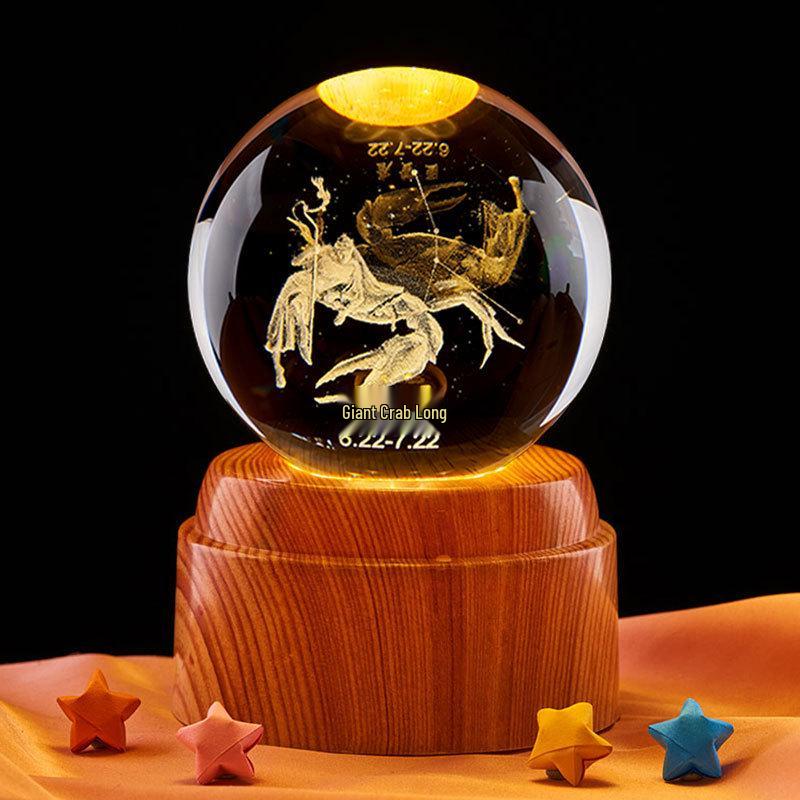 Pisces Constellation 3D Crystal Ball Night Light – Valentine's Day & Birthday Gift for Girls