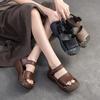 GKTINOO 2025 Summer New Thick Sole Peep Toe Sandals Genuine Leather Chinese Style Retro Versatile Women's Shoes