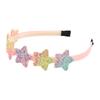 Bandeau pour fille avec peigne à dents lisses et arc anti-glisse Couleur dégradé arc-en-ciel Décoration Cœurs Étoiles Serre-tête