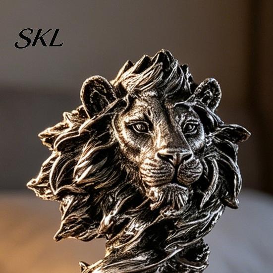 Anti-tip Decorative Piece Resin Animal Head Bust Sculpture, Sandstone Textured Statue, Minimalist European Desktop Decor Fade-Resistant Dust-resistant