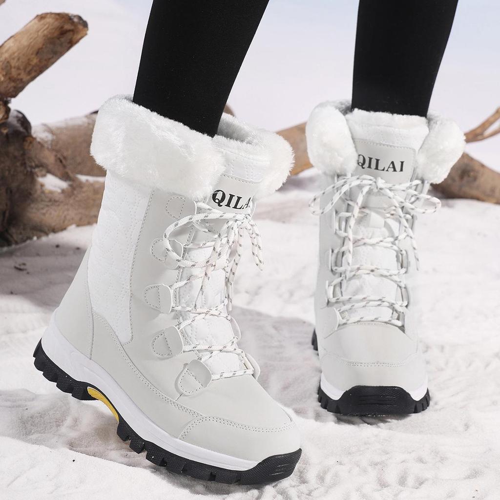 Women's Plus Size High-Top Snow Boots - Warm, Outdoor Hiking & Ski Boots with Velvet Lining