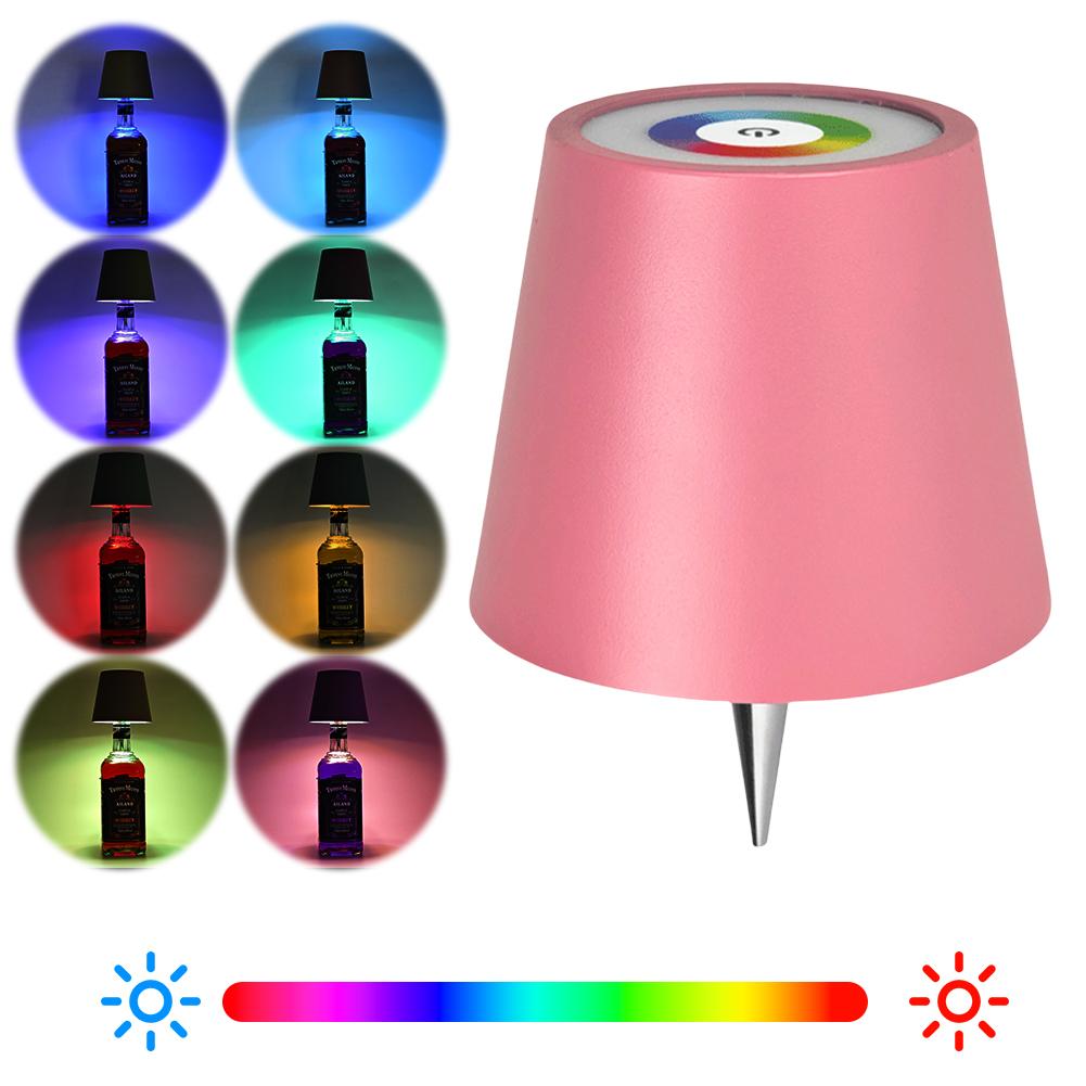 LED Table Lamp Rechargeable RGB Bottle Lamp 2000mAh Dimmable Cordless Bottle Light for Bedroom Restaurant & Bar Christmas Gifts