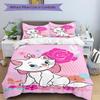 Pink Rose Kitty Print 3Pcs Bedding Setduvet Cover With 2 Bedropillowcase Home Birthday Gift