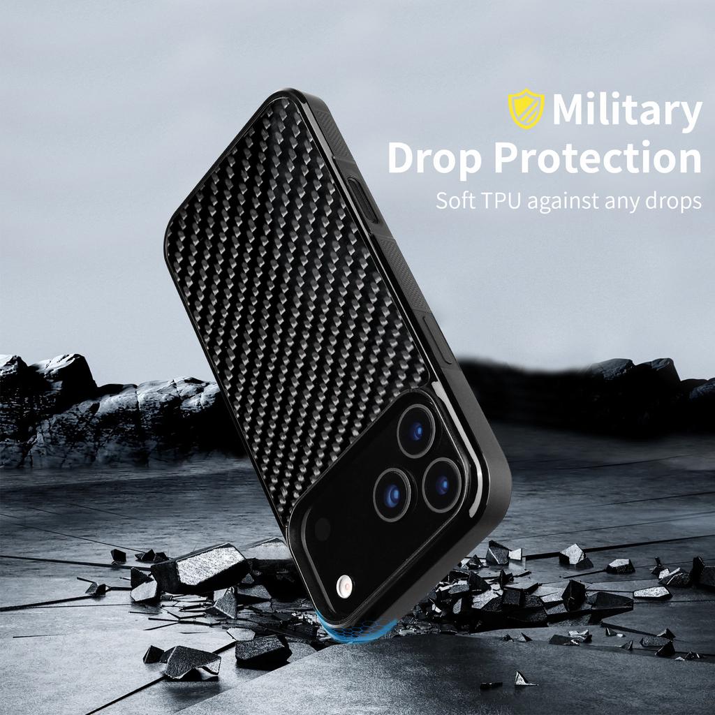 For iPhone 17 Pro Max Case Compatible with MagSafe Twill Texture Aramid Fiber TPU Shockproof Phone Cover