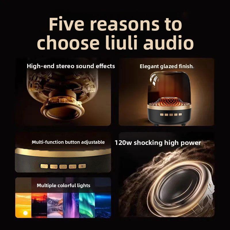 Transparent Bluetooth Speaker, Harman Crystal Style Subwoofer, RGB Atmosphere Lamp, Wireless Stereo Audio for Home