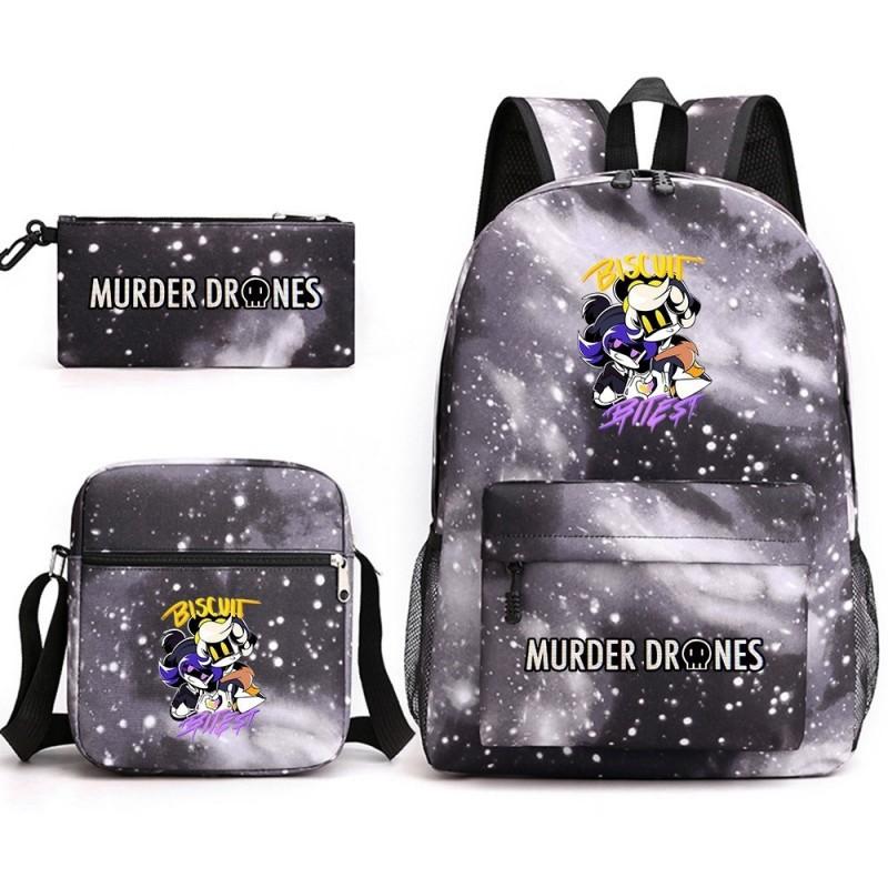 Murder Drones Themed 3-Piece School Set: Backpack Shoulder Bag Pencil Case Teens