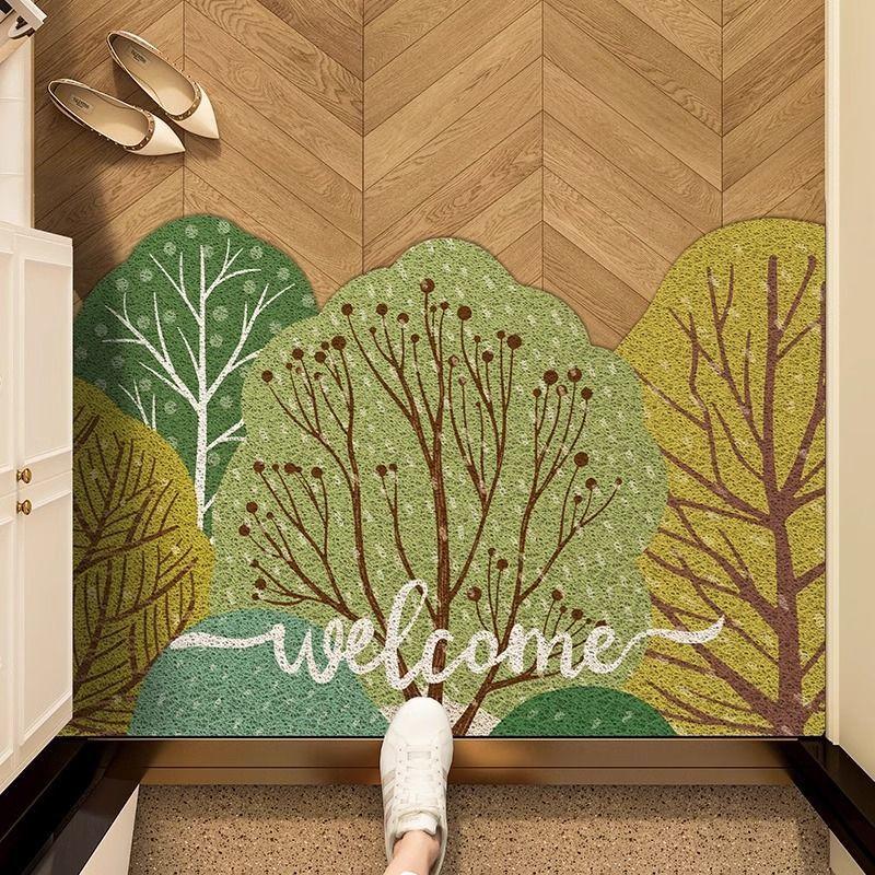 

VIKAMA Entrance Silk Circle Anti-slip Floor Mats Entryway Scraping Dirt Scuffing Mats Cuttable Foot Mats Dirty Resistant 40X60CM(1.3X2FT