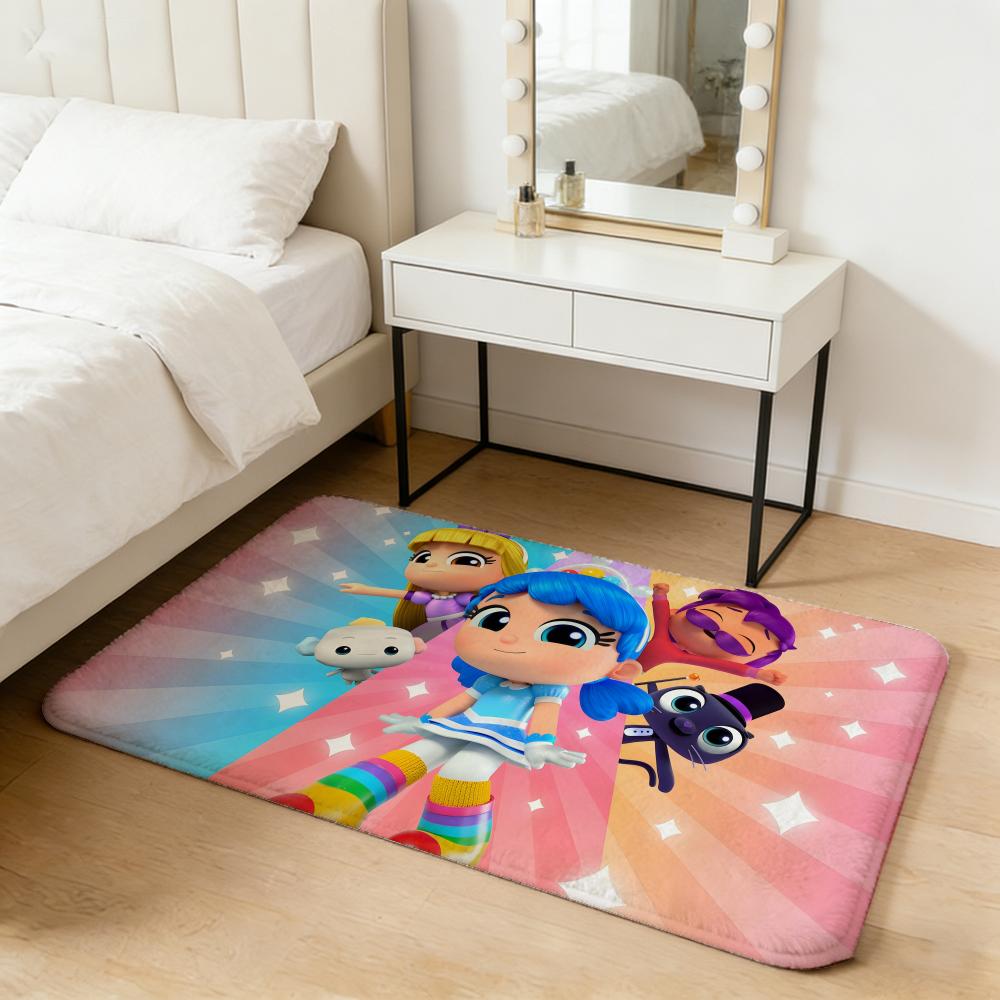cartoon T-True and the Rainbow Kingdom Floor Mat Flannel Door Mat Non-Slip Absorbent Washable Indoor Home Rug