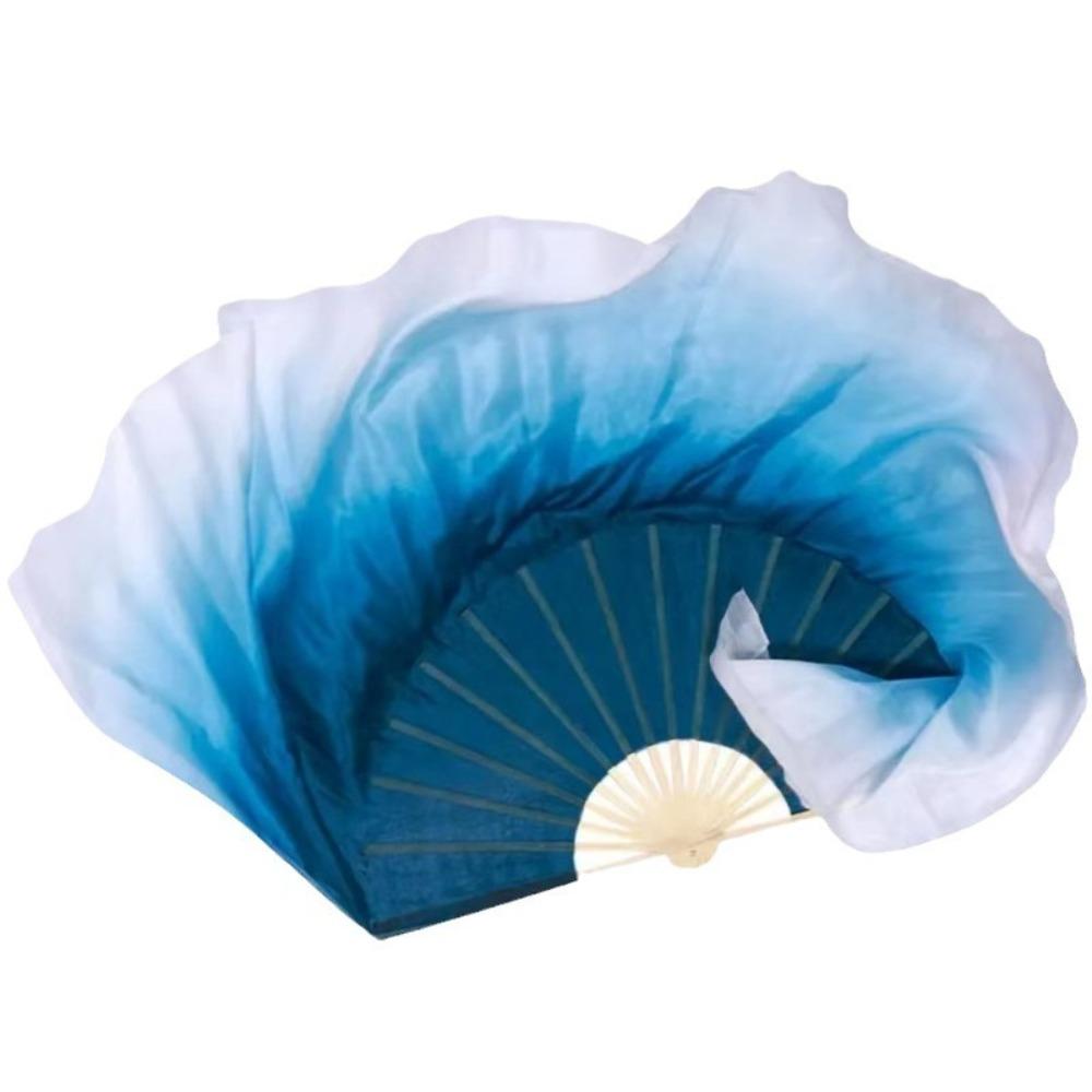 Long Silk Hand Dye Folding Fan Half Circle Belly Dance Fan Durable Classical Dance Fan  For Women
