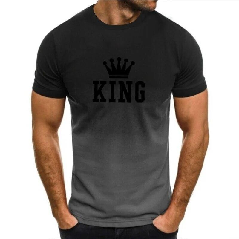 T-shirty w stylu vintage dla mężczyzn list KING Top z nadrukiem graficzny T Shirt ponadgabarytowy O-Neck z krótkim rękawem moda Streetwear odzież męska