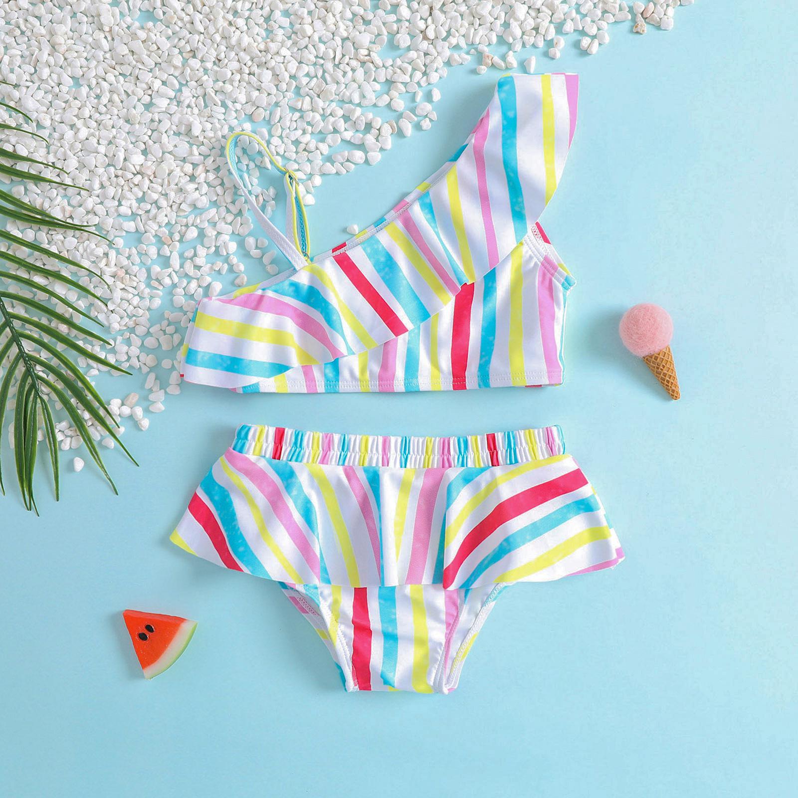 

Girls Striped Bikini Set 110 белый