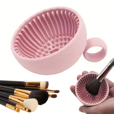 1pc  Makeup Brush Cleaner - Premium Silicone Scrubber & Non-slip Bowl - Effortless Deep Cleaning for All Facial