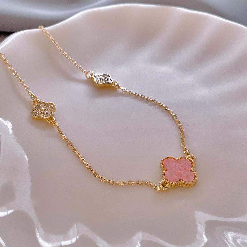 French Diamond Flower Necklace Simple Clavicle Chain Temperament Fashion Jewelry Women