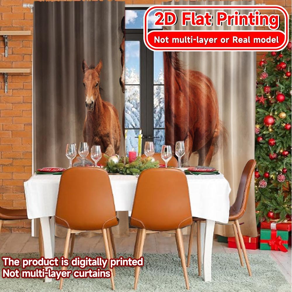 Set Of 2 Minimalist Flat Printing Gallop Duo Popular Curtains Polyester Art Deco Festive Living Room Bedroom Curtain Ideal For Great
