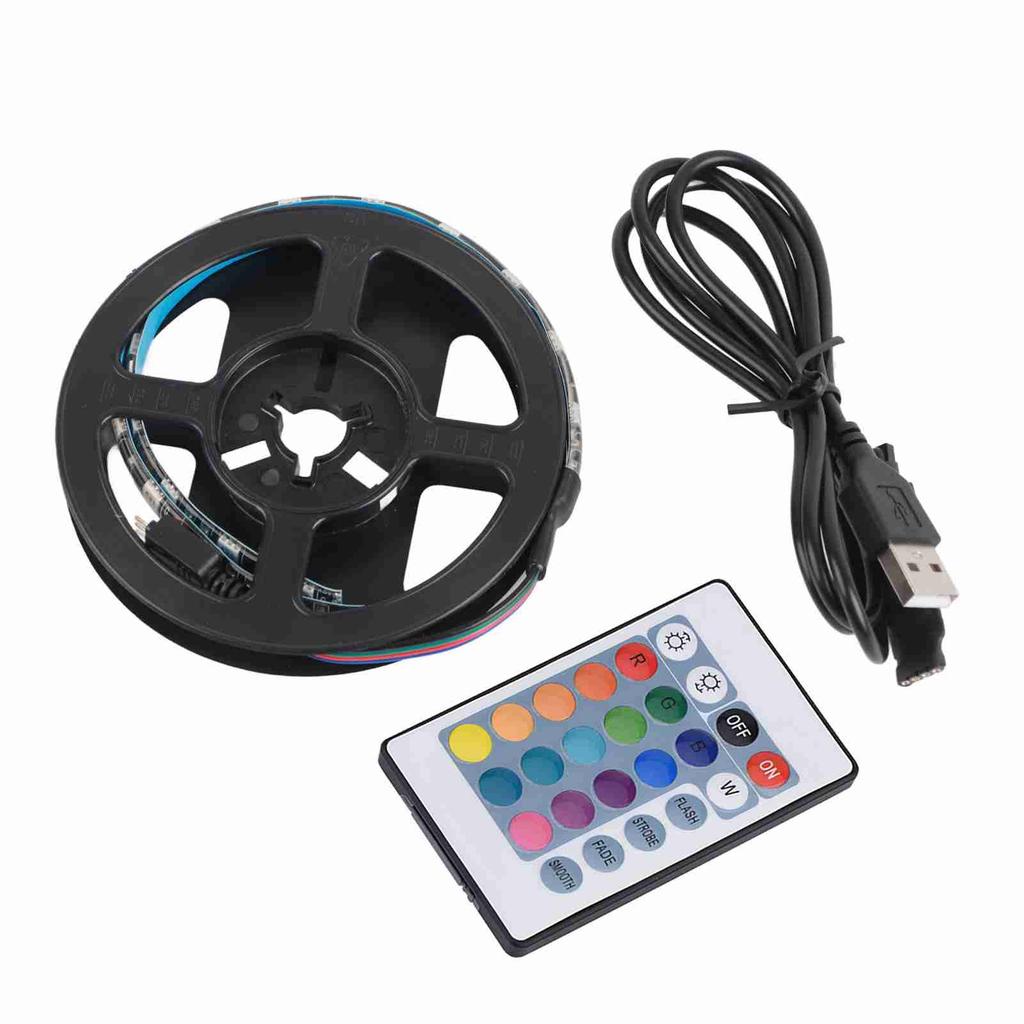 1.09yd 120 Degrees  USB RGB LED Strip Waterproof Flash Lights Remote USB LED with 24‑key Remote Control