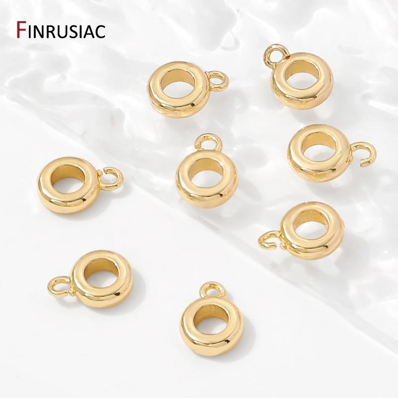 14K Gold Plated Brass Round Pendant Bail Beads Connectors,Bails For Pendants Jewelry,DIY Necklace Bracelets Making Findings