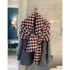 NINA SOLOR Pure Cashmere Houndstooth Color Block Scarf Shawl