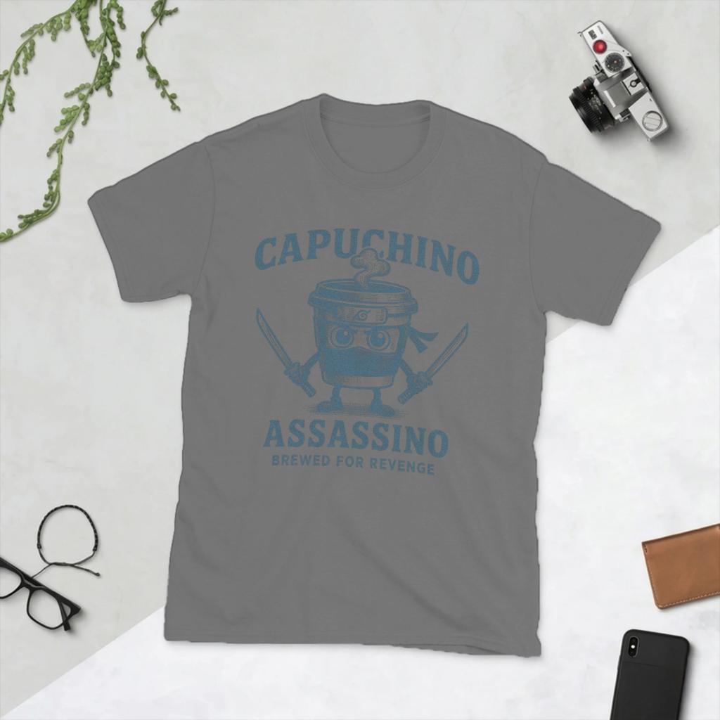 Cappuchino Assassino Brewed For Revenge Italian Brainrot Tshirts Unisex Cotton Tee Shirt Short Sleeve T Shirt Graphic Clothes