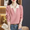 Fake zweiteilige Pullover-Tops Damen Herbst und Winter Damen Herbst POLO-Kragen Pullover Unterziehshirt