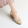 [British Light Luxury] Retro woven hollow Roman women's commuting versatile coarse heel pointed shallow mouth comfortable women's sandals