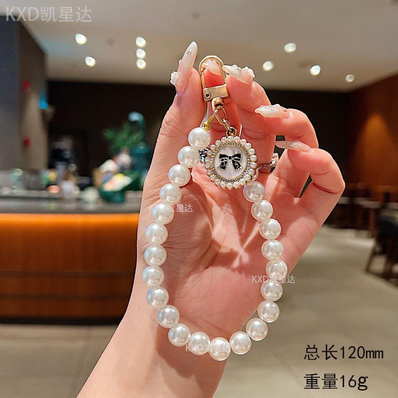 Pearl Pendant Lanyard Phone Case Accessories Chain Transparent Fixed Card Holder Wristband Niche Feminine Style