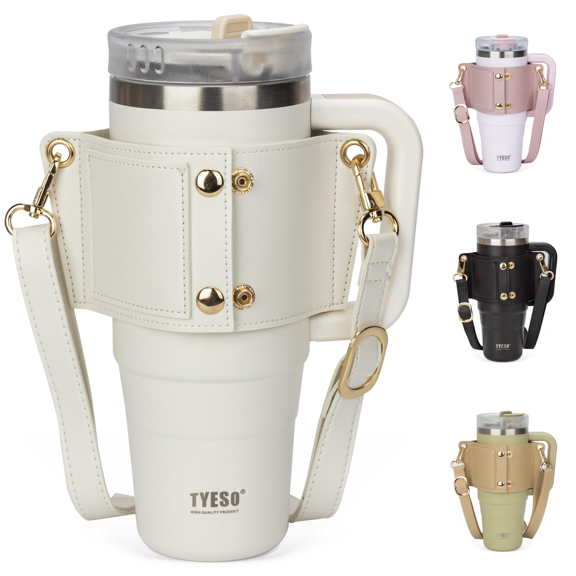 

TYESO Tumbler Holder, Water Bottle Holder with Adjustable Shoulder Strap, 65-118cm, with Card Compartment, Convenient for Carrying Tumblers, Perfect