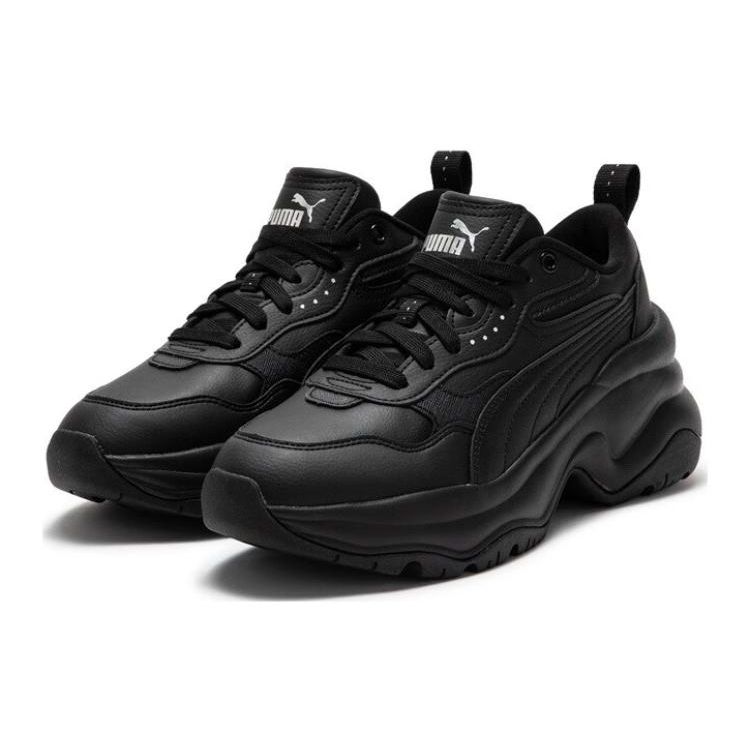 Puma Cilia Wedge Black Women Sneakers Silver 393915-03