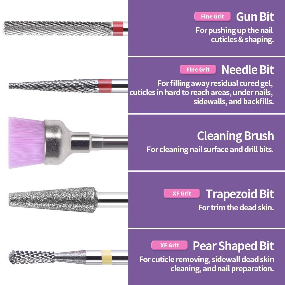 kads 10 bucăți freze diamantate pentru arta unghiilor, freze pentru manichiură pentru unghii, pentru îndepărtarea gelului pentru curățarea cuticulelor, instrumente pentru unghii