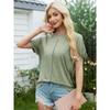 YYFS Women's Fashion Casual Summer Spring Solid Color Print Short Sleeve O-Neck Blouses & Shirts