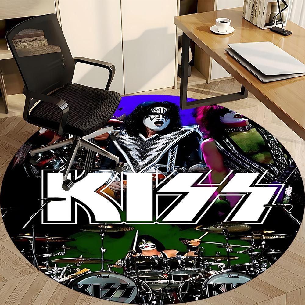 1ks KISS Hudební Kancelářský Kulatý Koberec, Pod Kancelářské Židle Ložnice Obývací Pokoj Domácí Dekorace a1016285