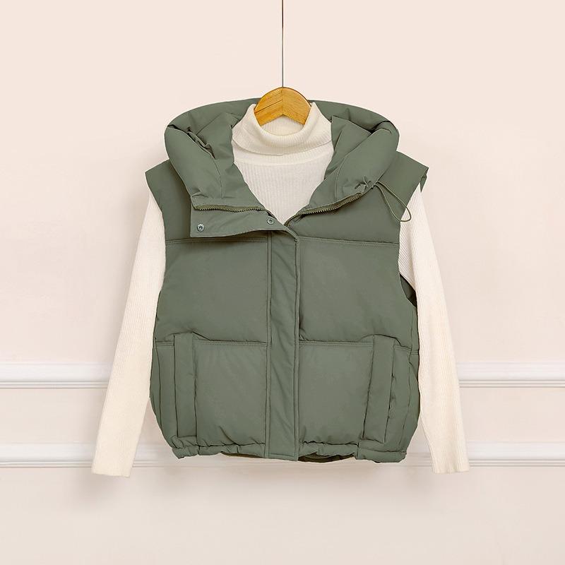Autumn and winter new simple cotton clothes women's vest short stand-up collar vest outer wear vest jacket