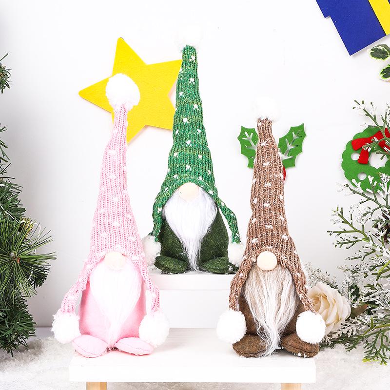 Nordic Christmas Faceless Doll with Knitted Hat and White Beard