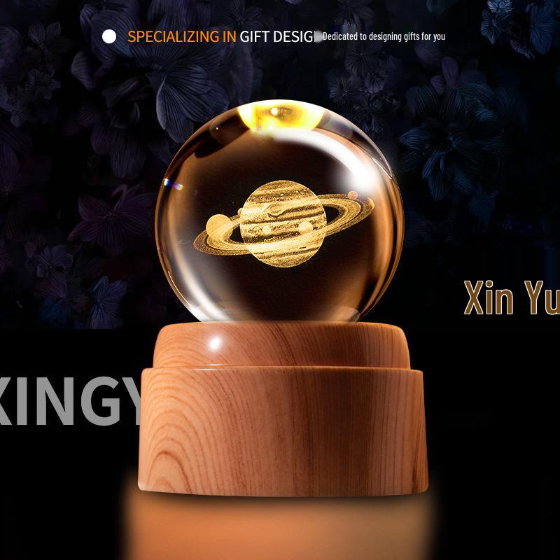 Creative Rotating Crystal Ball Night Light: Decorative Craft for Bedroom Atmosphere and Festive Gift.