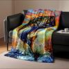 Colorful Jumping Bass Fish Art Blanket Flannel blanket for bedroom, living room, sofa, and nap sofas.