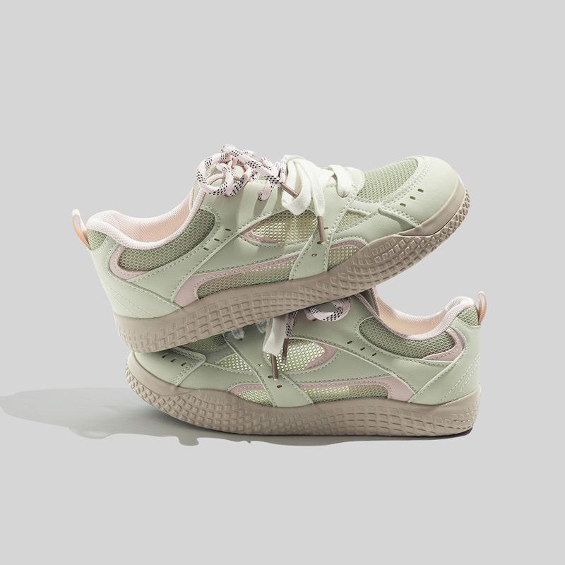 Bell Glacier Blue German Training Shoes Dopamine Mesh High-value Casual Shoes Double Lace-Up Round Head Solid Color Single Shoes