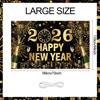 2026 Happy New Year Banner 5.9×3.6Ft Black and Gold 2026 New Year Backdrop for Eve Party Decorations Supplies Large Photo Backdrop Wall Decorations